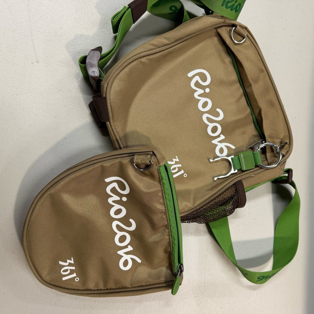 Rio‎ 2016 Olympic Games 361 Degrees Tan Green Crossbody Messenger Bag Travel